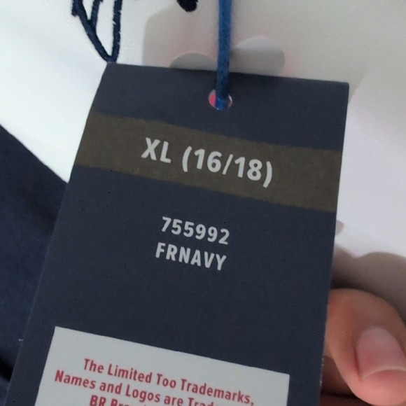 Limited Too Navy and White Letterman Jacket with Green Patch - Picture 5 of 8